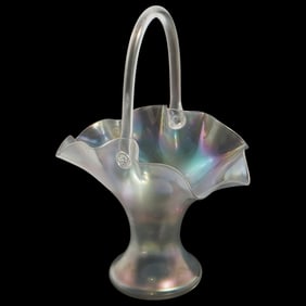 Steuben Verre de Soie Iridescent Basket