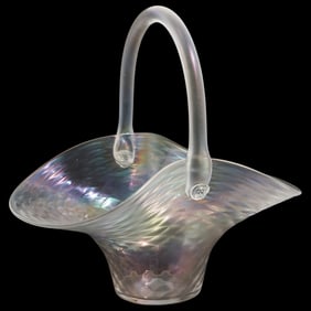 Steuben "Verre de Soie" Iridescent Basket