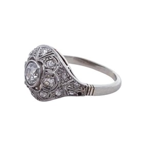 Vintage Platinum Filigree & Diamond Ring