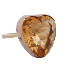 14k Gold and Heart Shape Citrine Ring