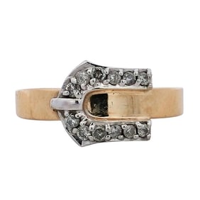 14k Gold and Diamond Buckle Ring