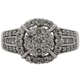 Retro 14K White Gold Diamond Ring