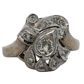 14k Gold and Heart Shaped Diamond Ring