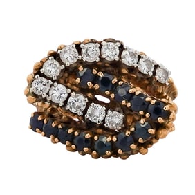 Vintage 18k Gold, Diamond and Sapphire Ring