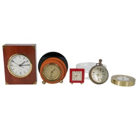 (5Pc) Antique Desk & Travel Alarm Clocks