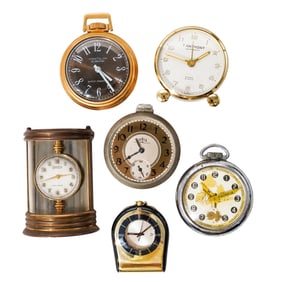 (6Pc) Vintage Desk & Pocket Watch
