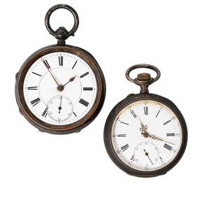 (2Pc) Antique Sterling & 800 Silver Pocket Watches