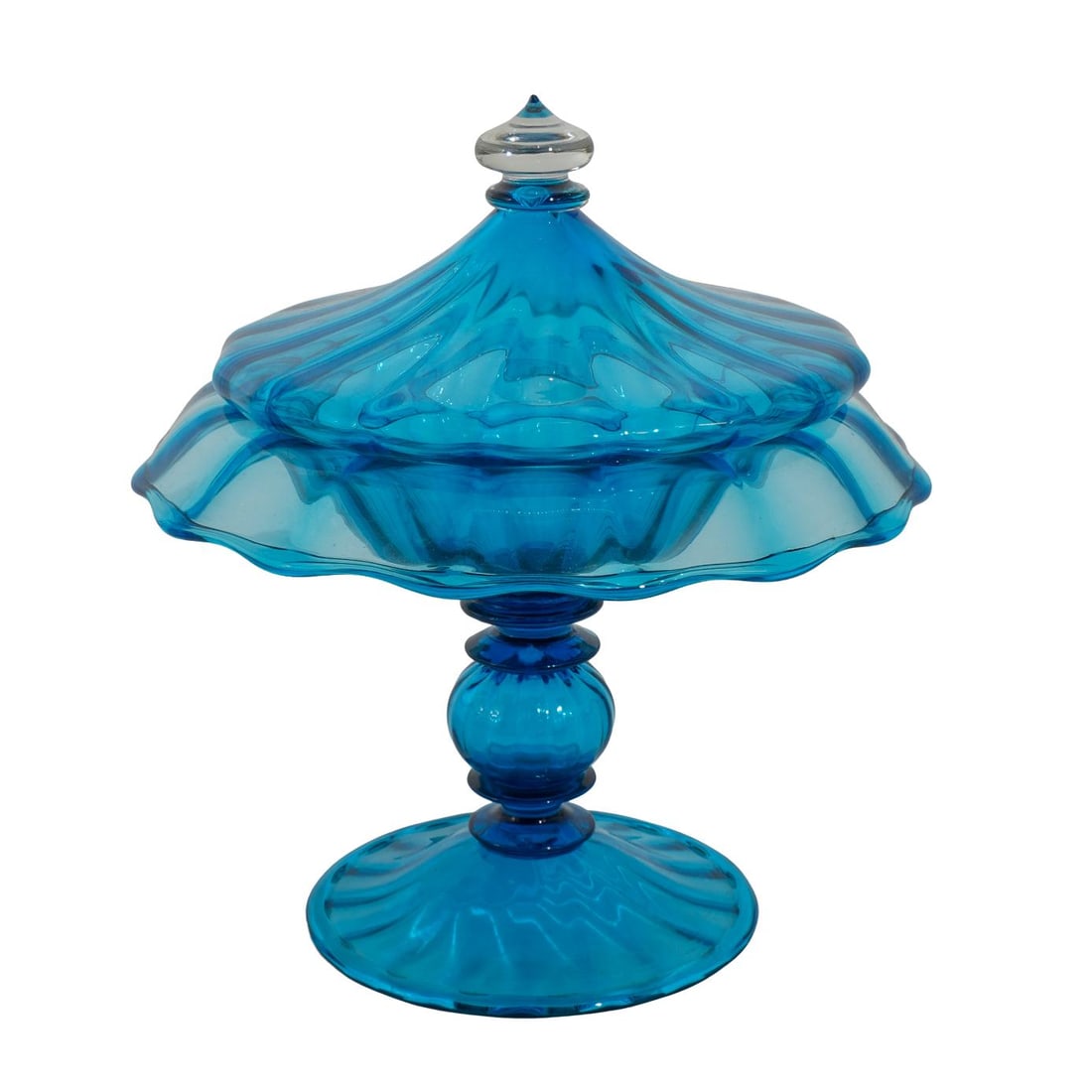 Steuben Glass Celeste Blue Transparent Lidded Compote (1 of 5)