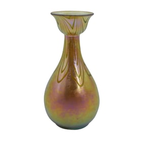 Rare Steuben Gold Aurene Pulled Feather Vase