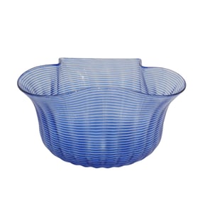 Antique Cobalt Blue Threaded Lobed Finger Bowl