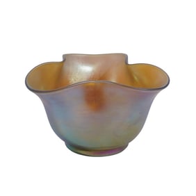 Steuben Glass Gold "Aurene" Iridescent Bonbon
