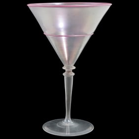 Steuben Iridescent Verre De Soie and Coral Martini Glass