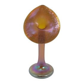 Steuben Glass Gold "Aurene" Iridescent Jack-in-the-Pulpit Vase