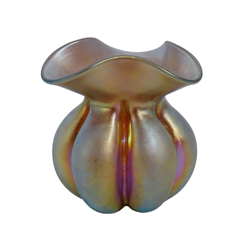 Steuben Glass Gold "Aurene" Iridescent Lobed Vase (1 of 6)