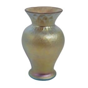 Steuben Glass Diamond Optic Gold "Aurene" Vase