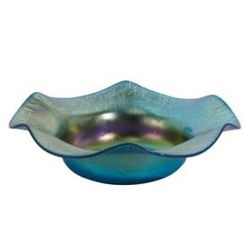 Steuben Blue Aurene Bonbon Dish