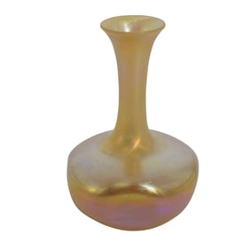 Signed "RFR III" Steuben Glass Gold Aurene Iridescent Pinched Vase