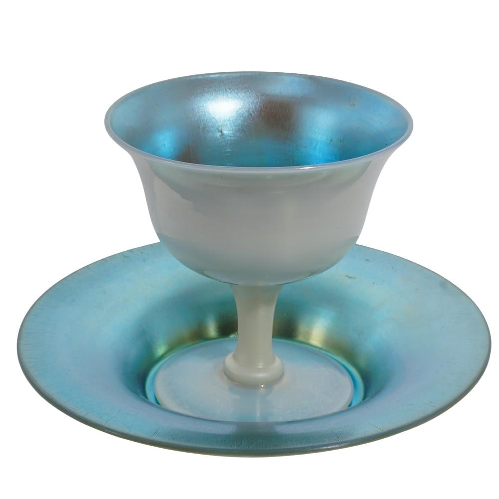Steuben Blue Calcite Sherbert & Underplate Set (1 of 6)