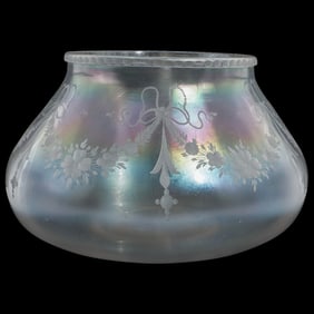 Steuben Verre de Soie Floral Etched Bowl