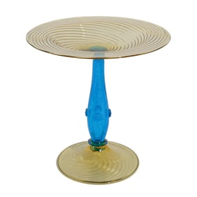 Steuben Celeste Blue and Amber Transparent Compote