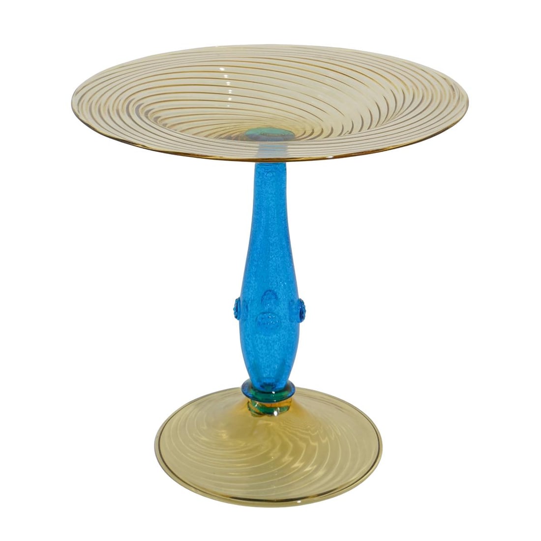 Steuben Celeste Blue and Amber Transparent Compote (1 of 5)