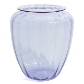 Steuben Wisteria Optic Ribbed Vase