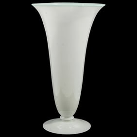 Steuben Glass "Ivrene" Iridescent Vase with Green Rim
