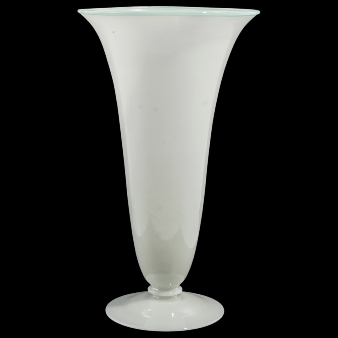 Steuben Glass "Ivrene" Iridescent Vase with Green Rim (1 of 8)