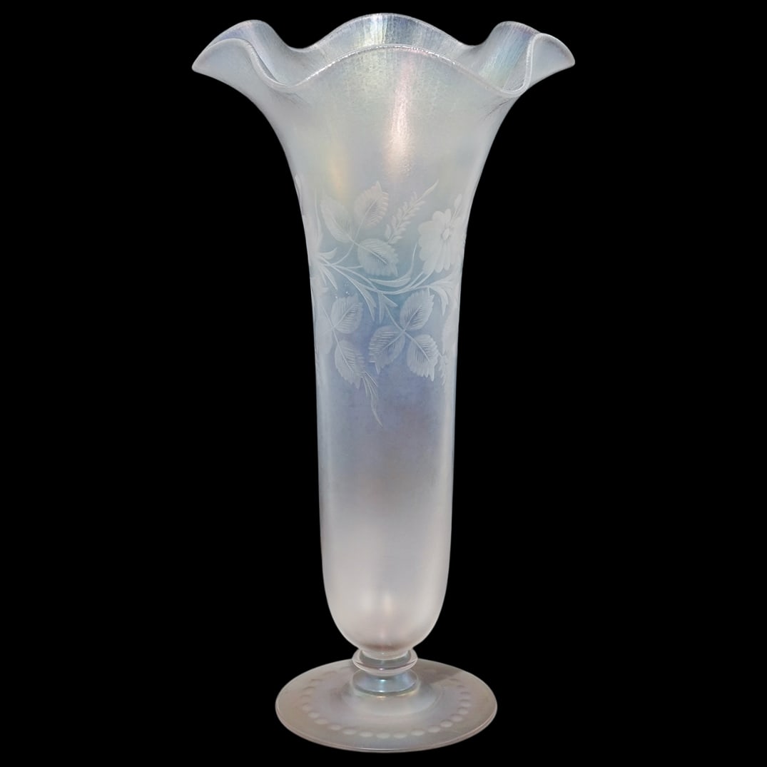 Steuben "Verre de Soie" Floral Engraved Vase (1 of 6)