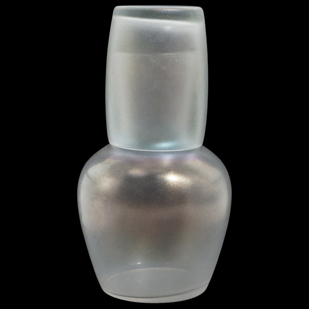 (2 pcs) Signed "F. Carder" Steuben Iridescent Tumble-Up (1 of 10)