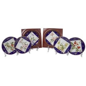 (6 Pc) Antique Czech Bohemian Fischer and Mieg porcelain plates