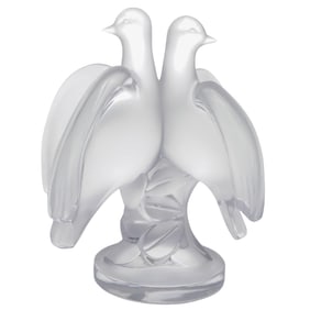 Lalique Crystal Ariane Doves Figurine