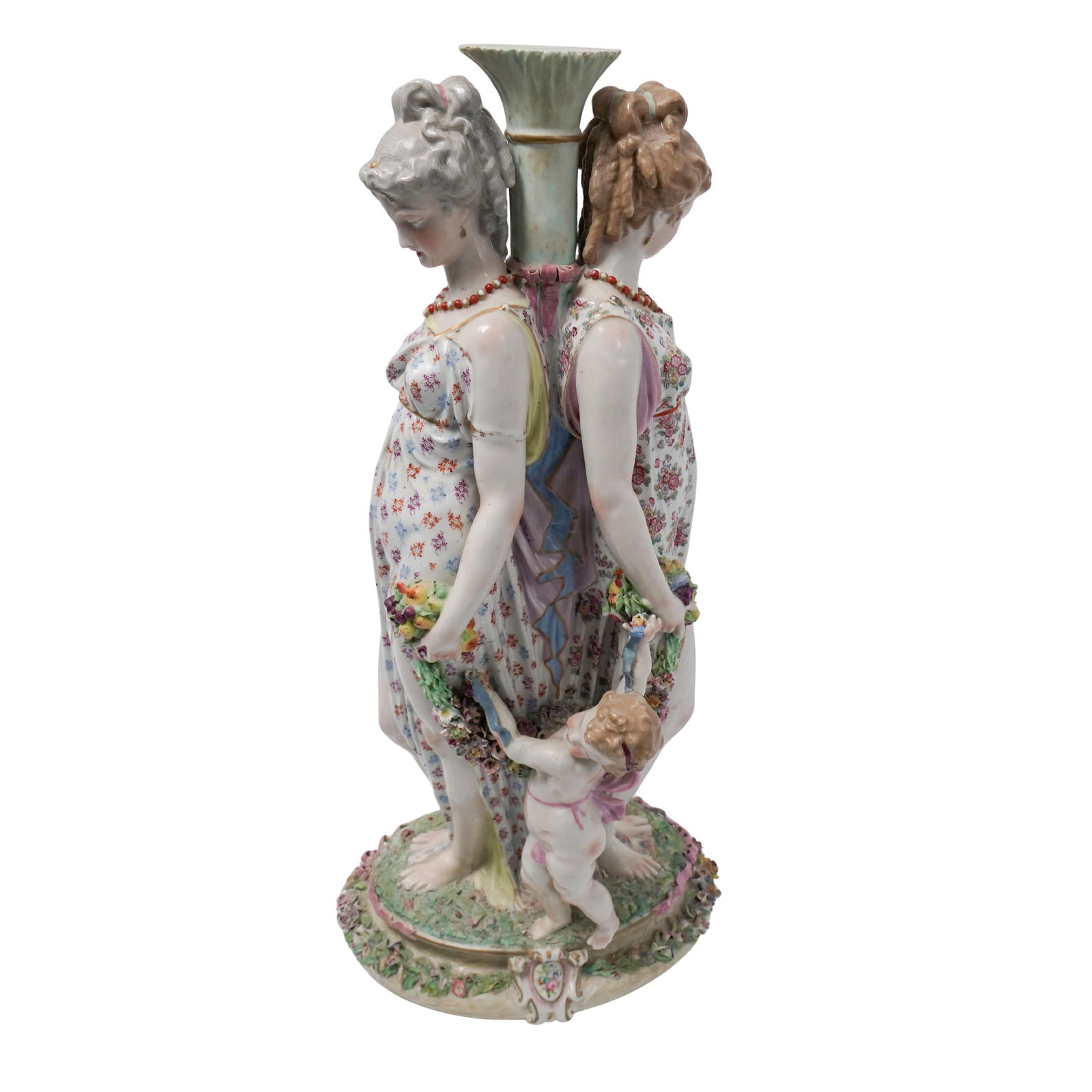 German Meissen Style Porcelain Figural Floral Grouping Column (1 of 11)