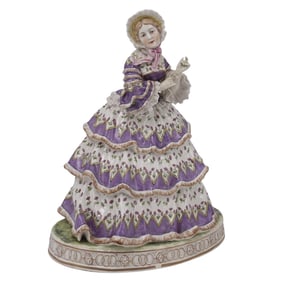 Dresden German Porcelain Large Female Victorian woman.