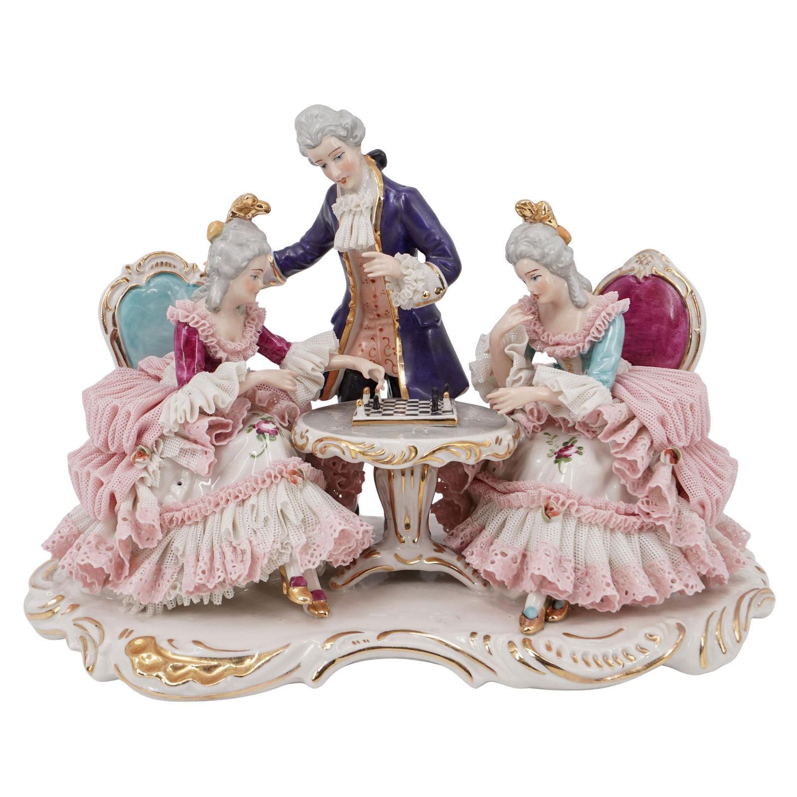 Dresden Lace Rococo-Style Porcelain Group (1 of 8)