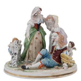 Continental German style Large Porcelain group figurine