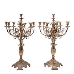 Pair of Gilt Bronze Aesthetic Movement Candelabras