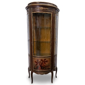 Louis XV Style Vitrine w/ Ormolu and Hand Painted Paneling