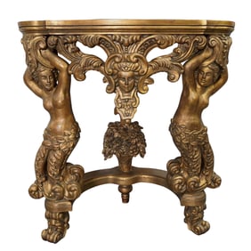 Gilt Wood Rococo-style Carved Figural Console Table