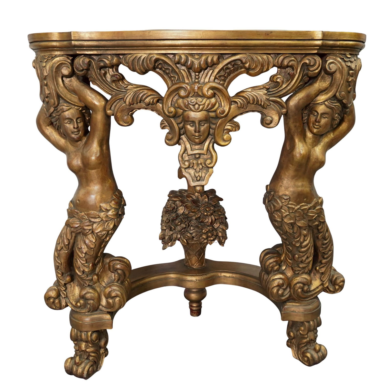 Gilt Wood Rococo-style Carved Figural Console Table (1 of 13)