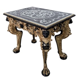 Italian Pietra Dura Mother of Pearl Carved Table