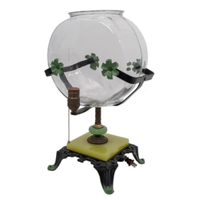 Antique Art Deco Uranium Glass Fish Bowl Aquarium