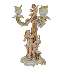 Volkstedt German Porcelain Cherub Candelabra