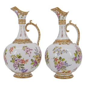 Pair of German Porcelain Pitchers