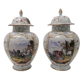 Pair of Helena Wolfsohn Dresden Porcelain Jars