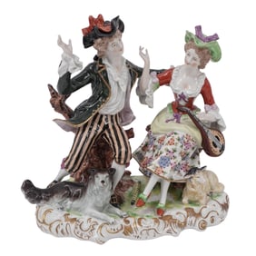 Ernst Bohne and Sons German Porcelain Flirting Musician Group