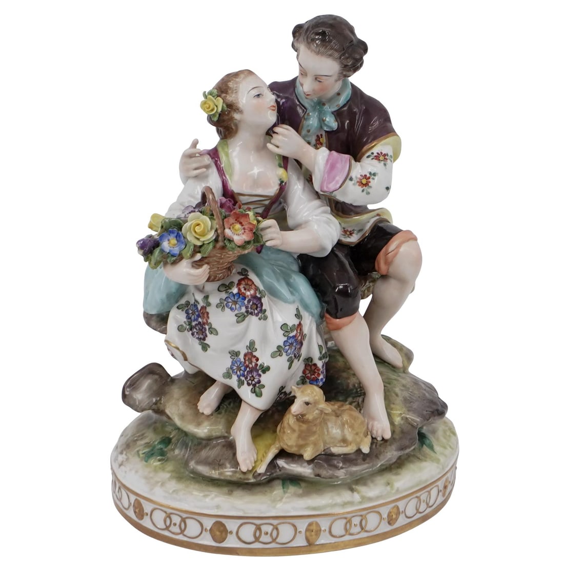 Antique Volkstedt German Porcelain Courting Couple Figurine (1 of 8)