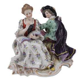 Antique Dresden Porcelain Figural Group of a Courting Couple