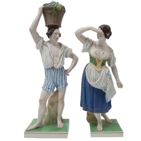 Pair of Large European Porcelain Rural Figures