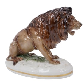 Large Sitzendorf Porcelain Lion